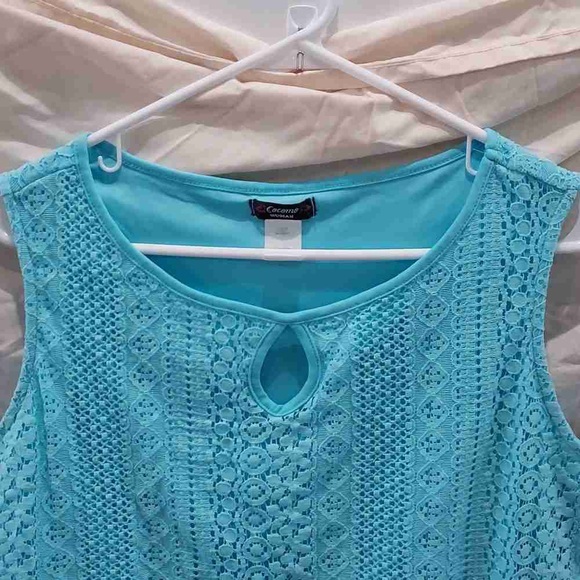 Sleeveless Lace Top - Blue - Picture 3 of 4